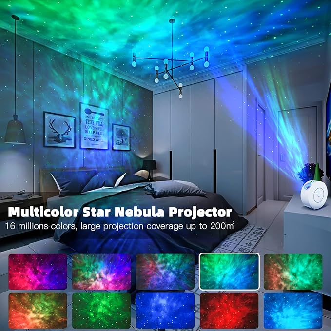 Star Projector, Galaxy Projector for Bedroom, Smart APP & Voice Control Galaxy lamp, Compatible with Alexa & Google Home, for Kids Adults Bedroom,Room Decor,Game Room,Party (White Round)