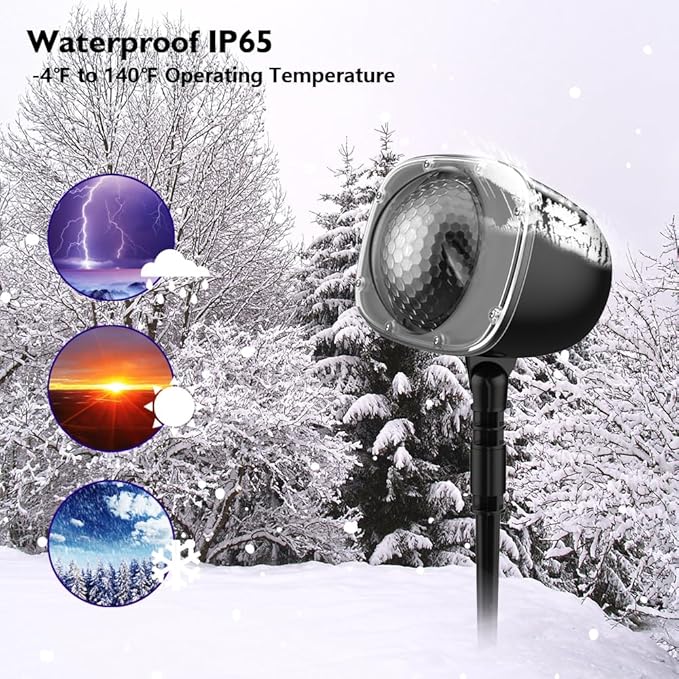 Christmas Snowfall Projector Lights, Holiday Projector Lights Waterproof Snow Flurries Landscape Spotlight with Remote for Xmas Party Wedding Home Decor