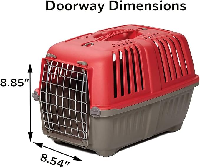 MidWest Homes for Pets Spree Travel Carrier ??Hard-Sided Dog & Cat Carrier, Small Pet Travel Crate with Handle, Ventilated Design, Easy Assembly, 22-Inch, Red