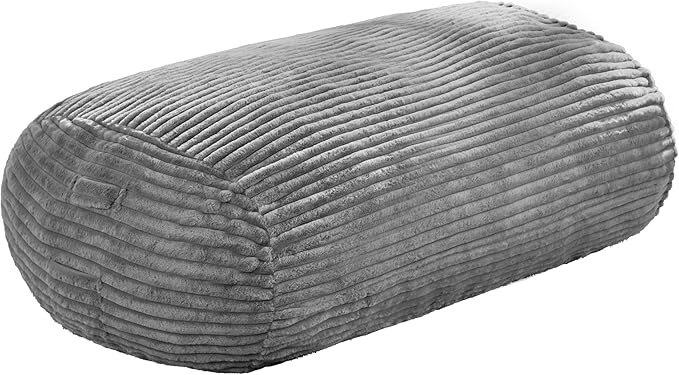 Hobestluk 4FT Bean Bag Chairs Adult Bean Bag with Portable Handle Comfy Large Bean Bag Chair with Removable Cover for Living Room Bedroom or Reading Nook (Stripe Grey, 4FT)