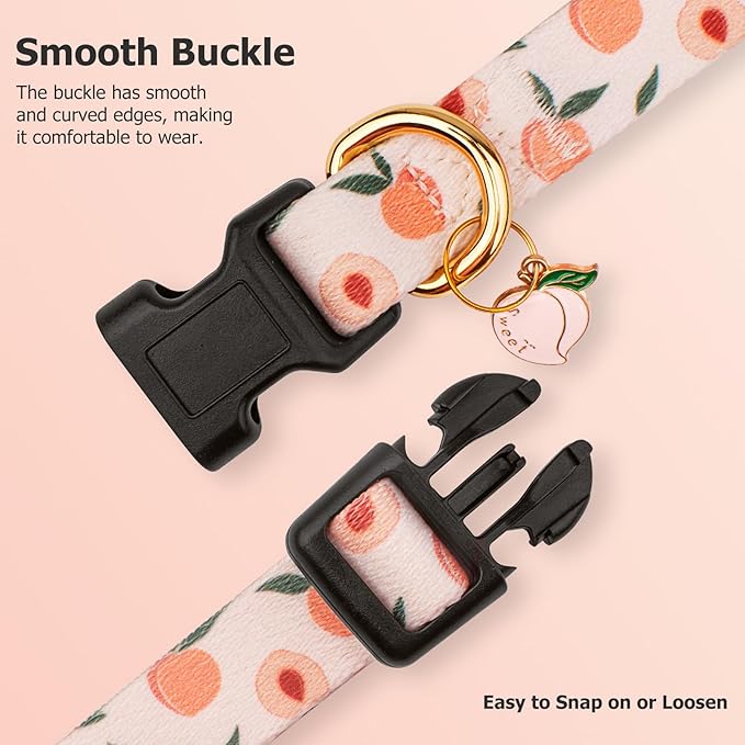Handmade Dog Collar for Small Medium Large Dogs,White Peach with Pendant Fall and Winter Fashions Dog Collar (Large)