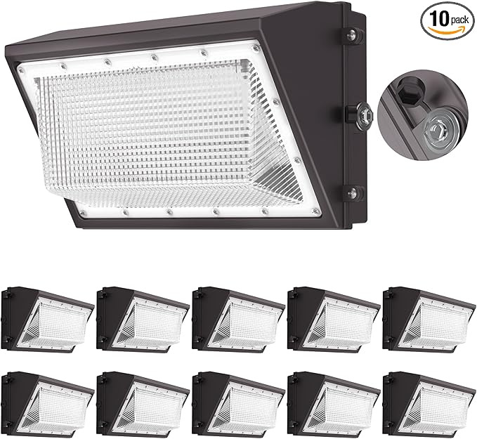 AIKVSXER 10 Pack 160W LED Wall Pack Light, Dusk to Dawn Photocell, 25,600LM 6000K Exterior Wall Packs, IP65 LED Wall Packs Outside Lighting [Eqv. 1000W HPS/HID] for Parking Lot, Yard AC120-277V