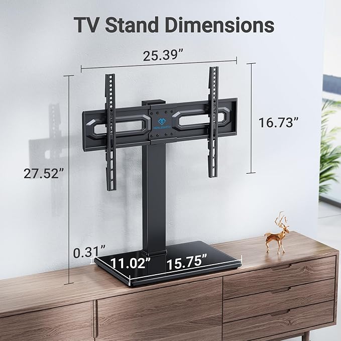 PERLESMITH Universal Swivel TV Stand Mount for 37-80 Inch LCD OLED Flat/Curved Screen TVs-Height Adjustable Table Top TV Stand/Base with Wire Management,VESA 600x400mm up to 99lbs,PSTVS35