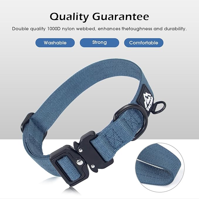 Dog Collars for Small Dogs Christmas Boy Girl- Adjustable, Chew Proof Nylon Collar with Metal Quick Release Buckle and D-Ring for Dog Tags (Haze Blue, S)(not Included The Pendant)