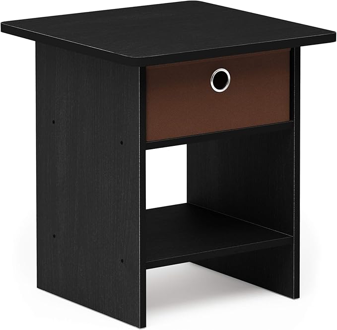 Furinno Dario End Table / Side Table / Night Stand / Bedside Table with Bin Drawer, 1-Pack, Americano/Medium Brown