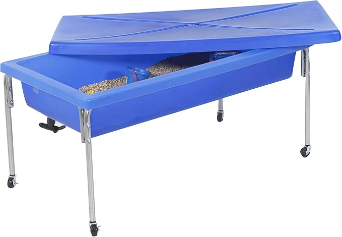 Children's Factory 24" Large Sensory Table, Sandbox with Lid, Water Table for Kids, Blue