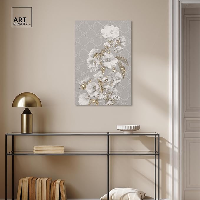 Art Remedy Floral in Classic Fashion Canvas Delicate Farmhouse Wall Art, Gallery Wrapped, 20" x 30"
