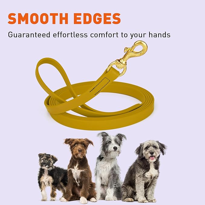 Viper Biothane K9 Working Dog Leash Waterproof Lead for Tracking Training Schutzhund Odor-Proof Long Line with Solid Brass Snap for Puppy Medium and Large Dogs, 10ft Treasure Gold