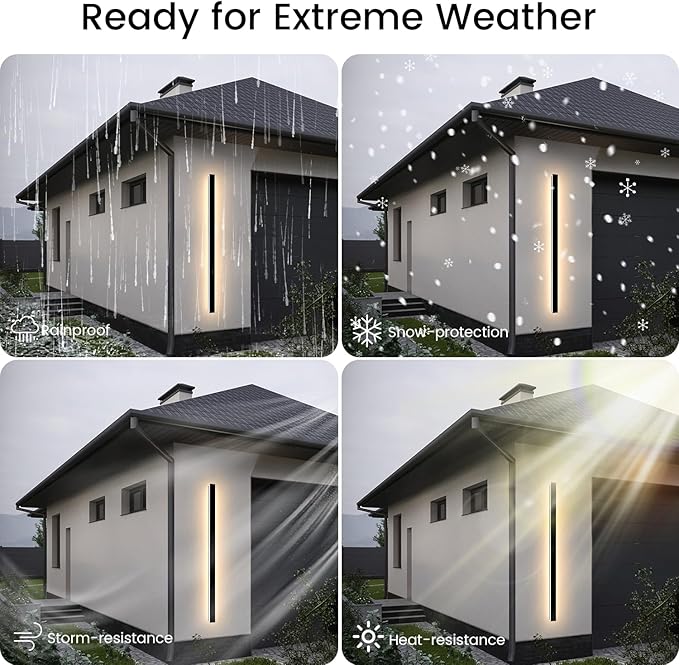 Modern Outdoor Wall Lights - 2pack 23inch Black Exterior Light Fixtures Wall, Porch Lights Outdoor Wall Sconce, Patio Long Strip Wall Light Fixtur Outside for Garage, House