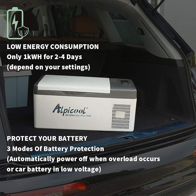 Alpicool C15 Portable Car Freezer,12 Volt Refrigerator, 16 Quart (15 Liter) Fast Cooling 12V Car Fridge -4℉~68℉, Car Cooler, 12/24V DC and 100-240V AC for Outdoor, Camping, RV, Truck, Boat