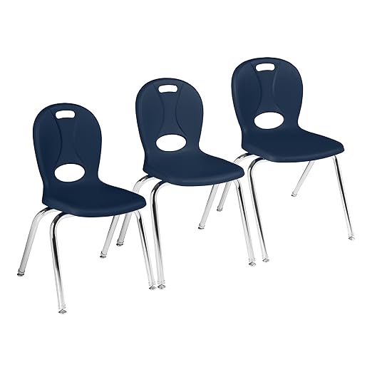 Learniture LNT-118-CSW-NV Learniture Structure Series Stackable School Chairs for Classroom, 18" Seat Height, Navy, Pack of 4