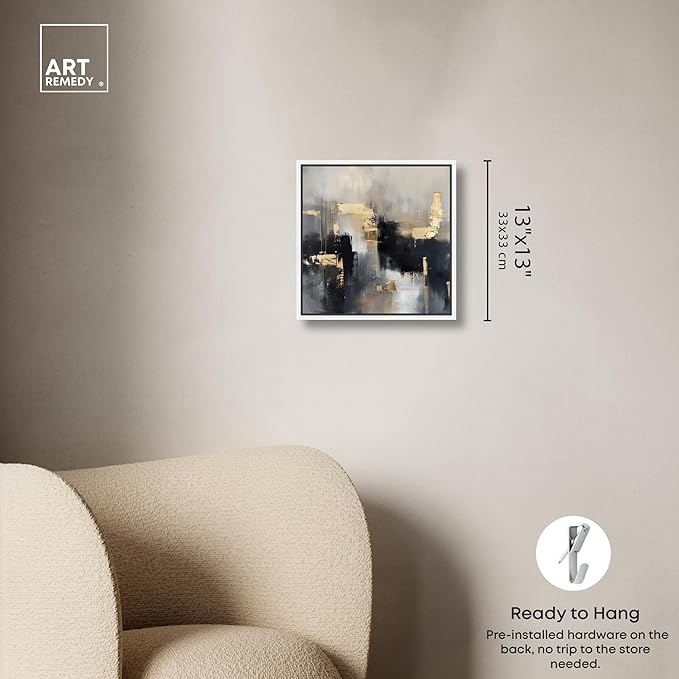 Art Remedy Daring Canvas Colorful Abstract Wall Art, White Frame, 12" x 12"