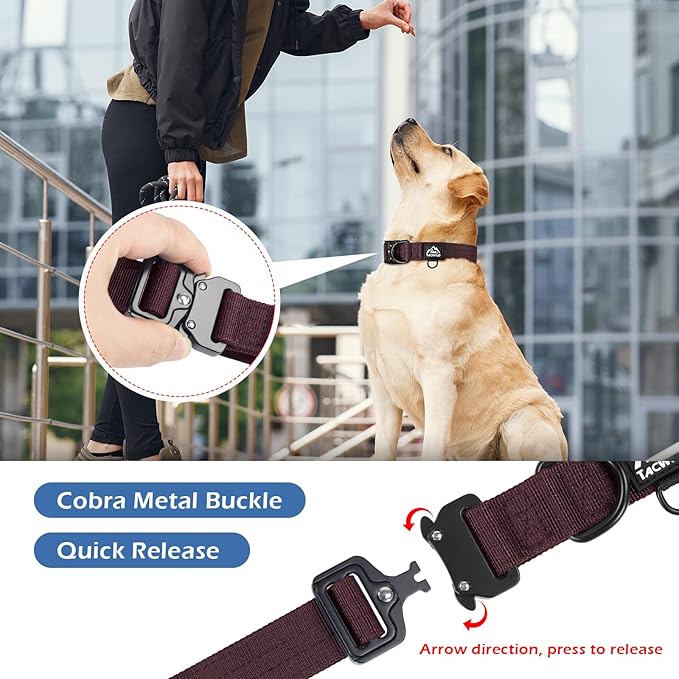 Dog Collar for Large Dogs - Adjustable, Chew Proof Nylon Collar with Metal Quick Release Buckle and D-Ring for Dog Tags (Burgundy)