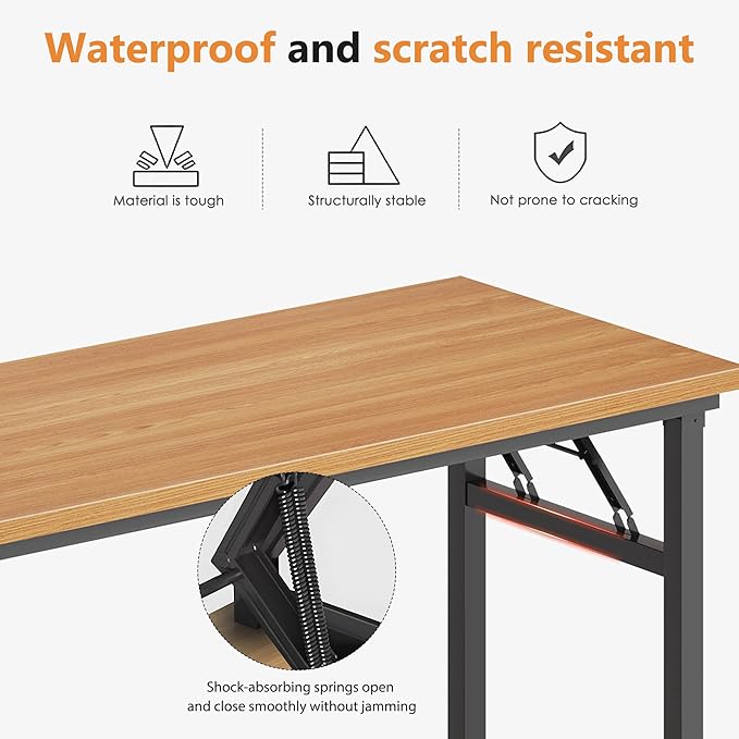 DlandHome 47 inches Folding Table Computer Desk Portable ActivityTable Conference Table Home Office Desk, Fully Assembled Teak DND-ND5-120TB1