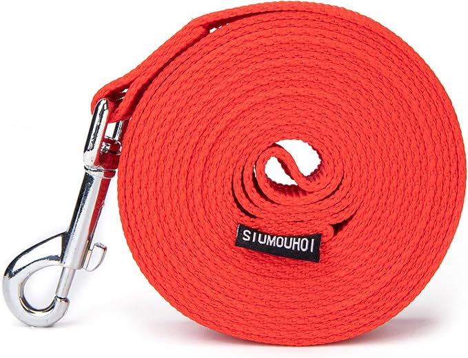 Strong Durable Nylon Dog Training Leash, 1 Inch Wide Traction Rope, 6 ft 10ft 15ft Long, for Small and Medium Dog (Red, 15 Feet)