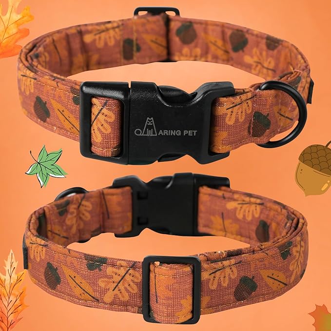 ARING PET Fall Dog Collar-Cute Orange Dog Collar for Small Dogs, Cotton Lightweight Dog Collars with Quick Release Buckle for Small Medium Large Dogs