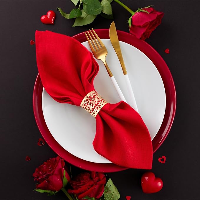 uxcell 100Pcs Napkin Rings Laser Cut Foil Paper, Napkin Holder Hollow Napkin Bands for Weddings Party Serviette Table Decoration Restaurant (Brown, 5.3 x 1.6)