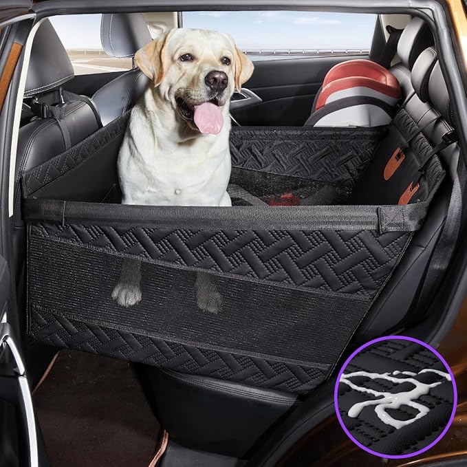 Large Dog Car Seat,PU Leather Back Seat Extender for Dogs,Waterproof Dog Seat Cover for Backseat, Pet Bed for Car Hammock