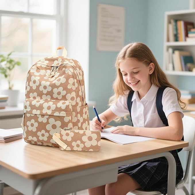 Bluboon School Backpack Set Girls Womens Laptop Bookbag Casual Daypack Fits 15 inch Laptop with Lunch Tote Bag and Pencil Bag