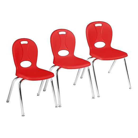 Learniture LNT-116-CSW-RD Learniture Structure Series Stackable School Chairs for Classroom, 16" Seat Height, Red, Pack of 4