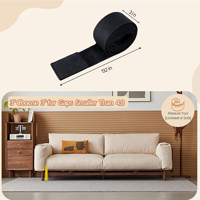 Sokfone Under Couch Blocker for Pets, Toys, Adjustable Elastic Strap to Prevent Items from Falling Under Beds, Sofas and Other Furniture,Fit Furniture with Short and Regular Legs (3in x 132in)