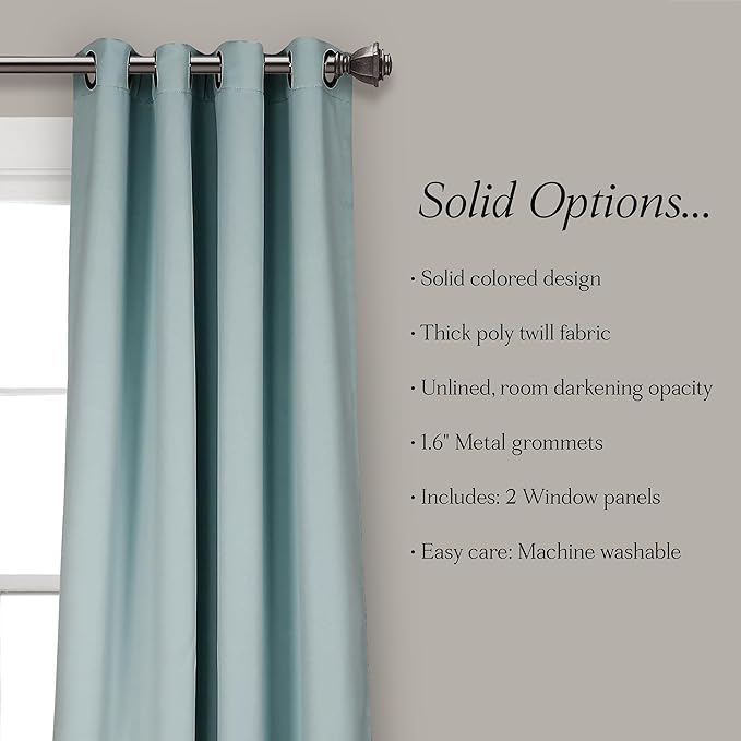 Lush Decor Insulated Grommet Blackout Window Curtain Panels, Pair, 52" W x 63" L, Blue - Classic Modern Design - Chic Window Decor - Curtains For Living Room, Bedroom, Or Dining Room