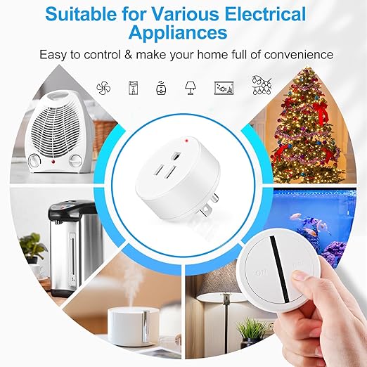 Greencycle Wireless Remote Control Outlet Plug with Switch,On Off Outlet Switch for Light,15A,Renmote Control for Indoor Lights,Lamps,Household,300ft Long Range,No Wiring,White,2SW+1Outlet