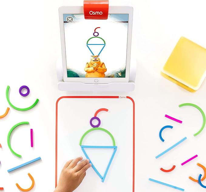 Osmo - Little Genius Starter Kit for iPad - 4 Hands-On Learning Games - Ages 3-5 - Problem Solving, Phonics & Creativity (Osmo iPad Base Included), Multicolor