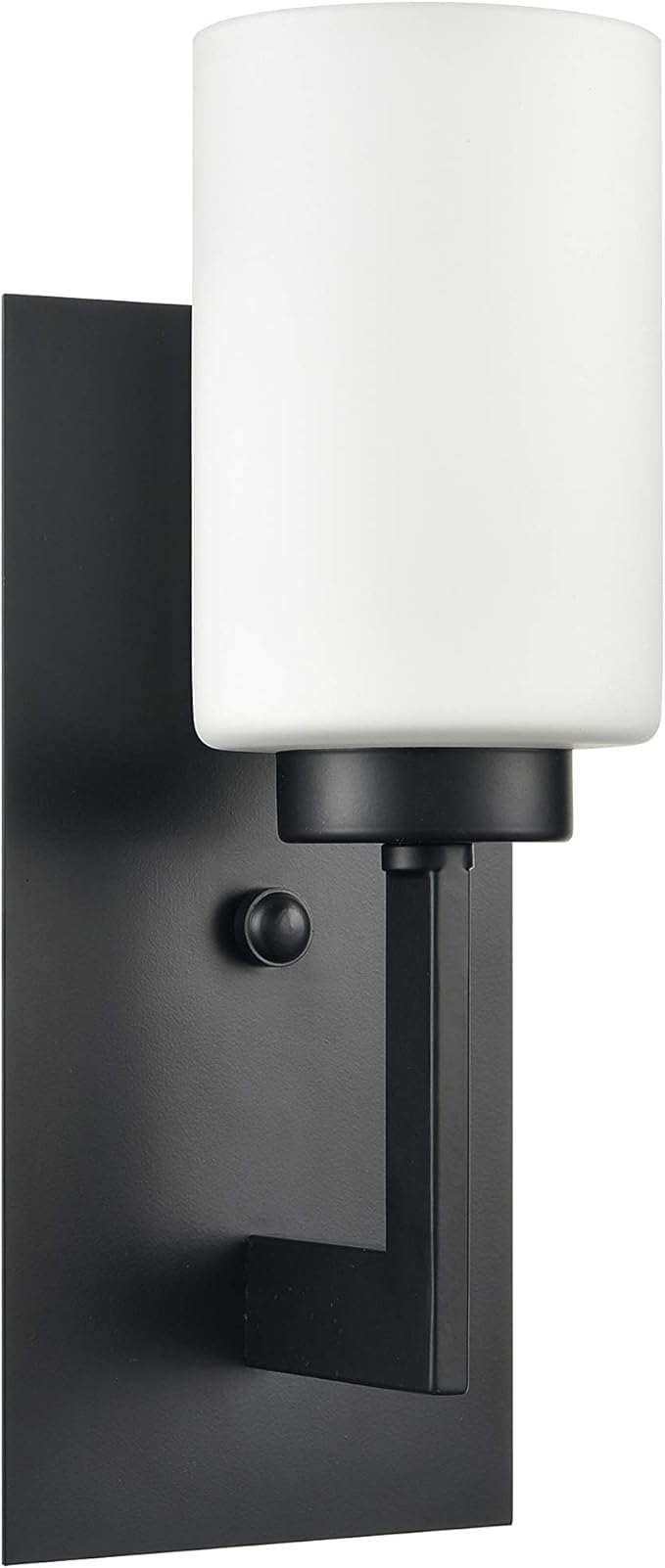Linea di Liara Brio Black Wall Sconce with Frosted Glass Shade - Modern Wall Light Fixture for Bathroom, Vanity, and Hallway