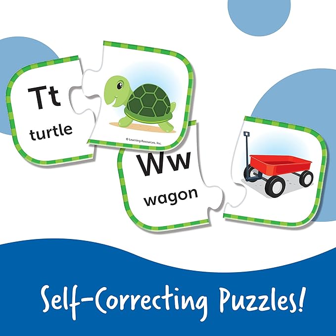 Learning Resources ABC Puzzle Cards, Kindergarten Readiness, Self Correcting Puzzles, Alphabet Learning Games, Puzzles for Toddlers, Ages 3+