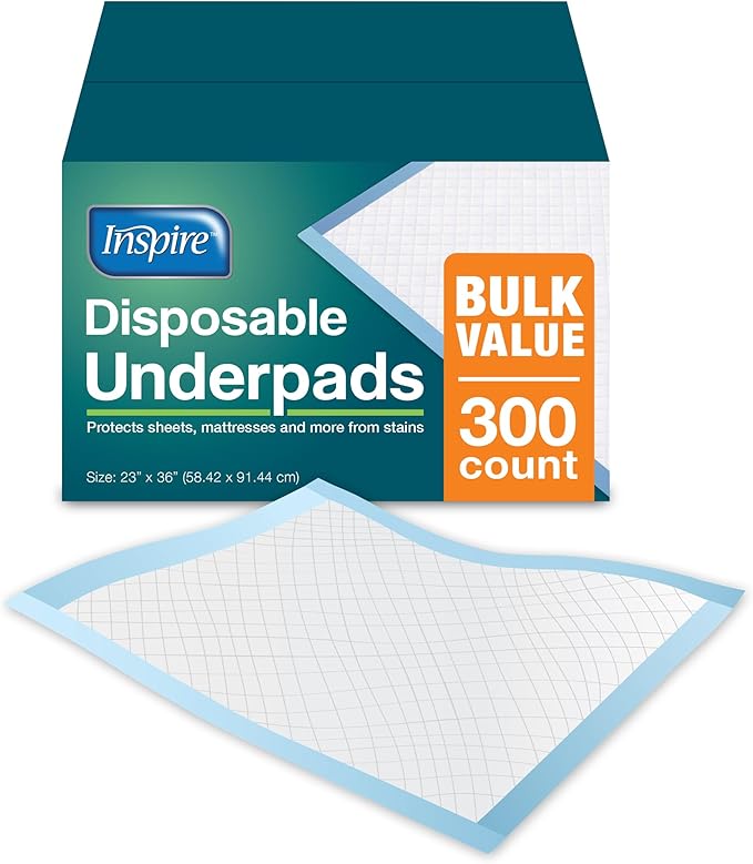 Inspire Disposable Chux Underpads, 23 x 36 Inches, (Pack of 300)