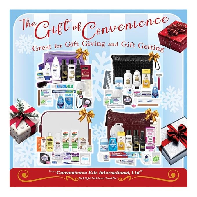 Convenience Kits International Women’s Super Premium 31 PC Travel Kit Featuring: Ensemble of Travel-Size Hair Care Products Plus Face, Body, Oral Care, Travel Essentials in Large Purple Toiletry Bag