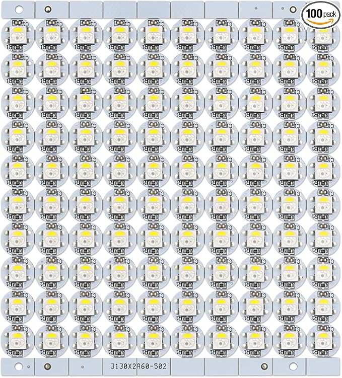 BTF-LIGHTING SK6812(WS2812B) RGBW LED Chips 100PCS RGB+Cool White Individually Addressable 5050SMD Module Pixels Light DC5V White PCB Chasing Dream Color for Christmas(No Adapter or Controller)
