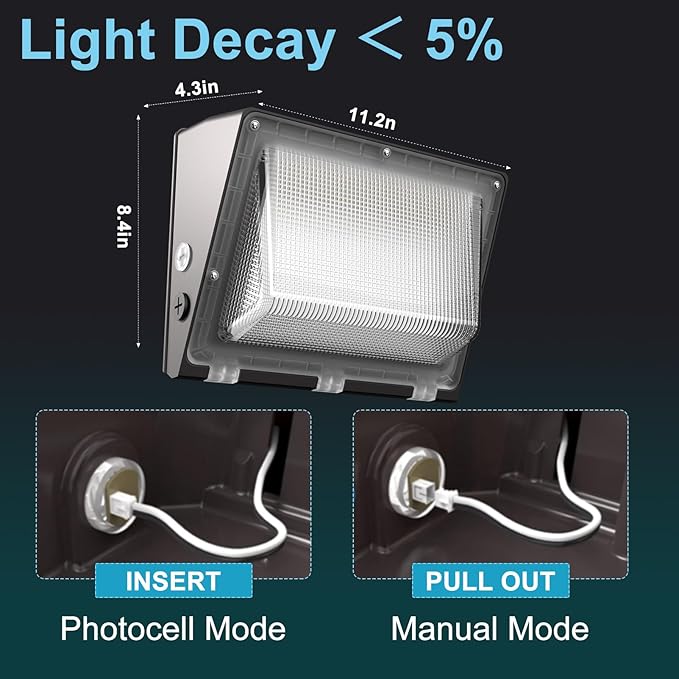 Lightdot 4Pack 150W LED Wall Pack Lights, 100-277v Dusk to Dawn with Photocell | 22500Lm(150Lm/W) 5000K IP65 Outdoor Exterior Lighting Fixture, Energy Saving|5-Yrs Warranty, ETL(Height:10~20ft)