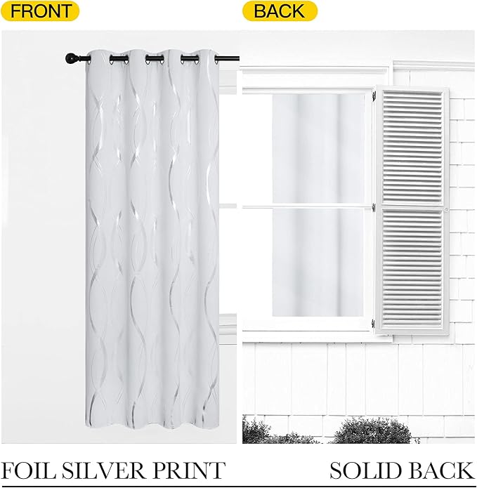 NICETOWN Greyish White Room Darkening Curtain Panels - Window Treatment Thermal Insulated Grommet Room Darkening Curtains/Drapes for Bedroom (2 Panels, 52 by 63, Greyish White)