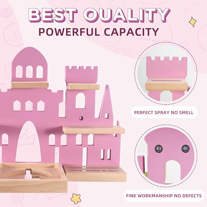 Tonie Shelf for Toniebox, Castle Tonie Shelf,Tonie Figures Tonie Storage,Magnetic Wooden Floating Shelves Compatible with Tonie Box Player Character for Kids Room (White)