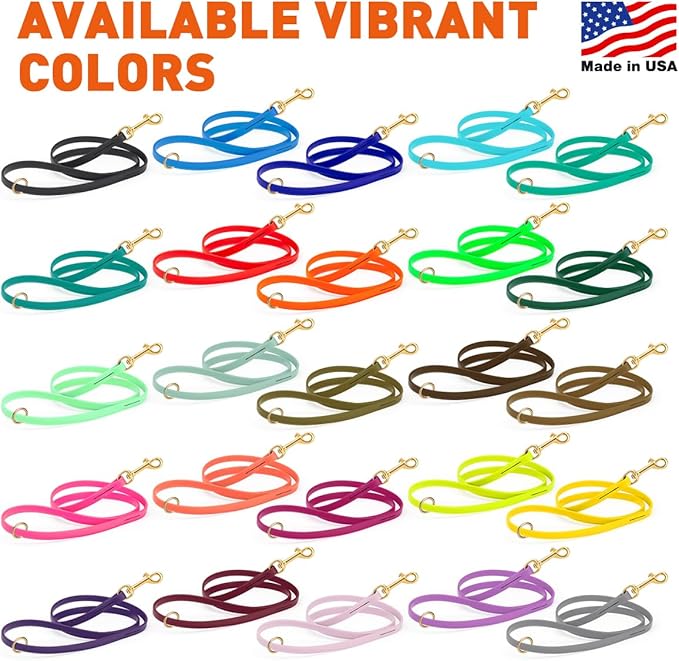 Viper Biothane K9 Working Dog Leash Waterproof Lead for Tracking Training Schutzhund Odor-Proof Long Line with Solid Brass Snap for Puppy Medium and Large Dogs 4ft, Sky Blue