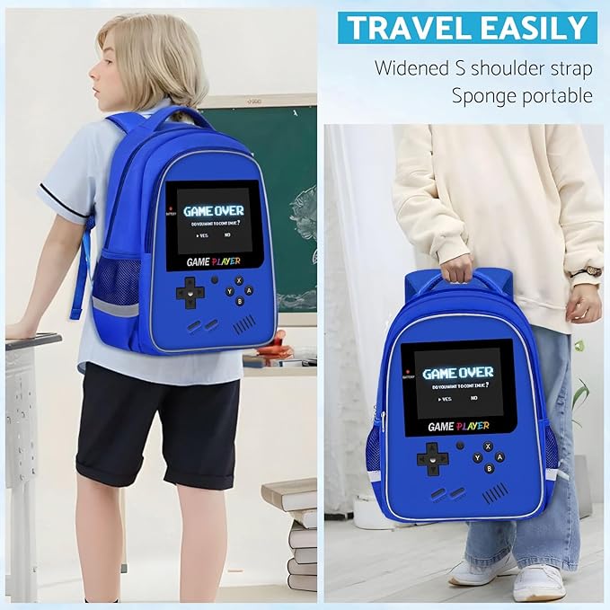 School Backpack For Boys - Gamer Boys Backpack For Kids Children Teens Elementary Middle School - Ages 6-18，17″