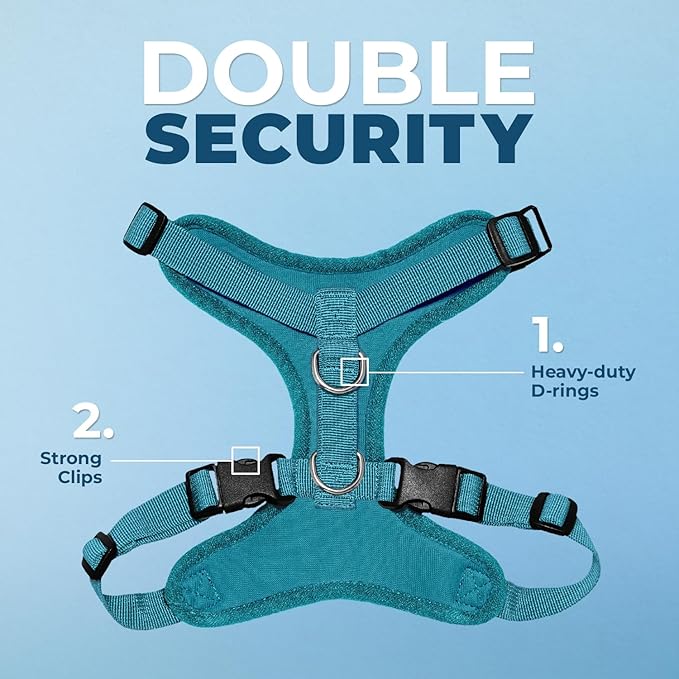 Voyager Step-in Pet Harness - All Weather Mesh, Adjustable Step in Harness for Cats and Dogs by Best Pet Supplies - Turquoise, XS
