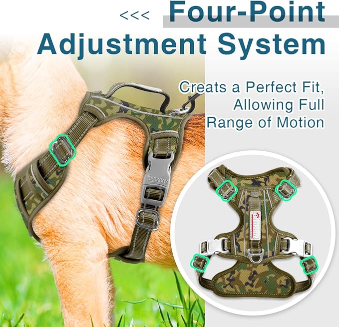BARKBAY Dog Harness No Pull with ID Tag Pocket - Heavy Duty, Reflective, Easy Control for Large Dogs(Camo,XS)