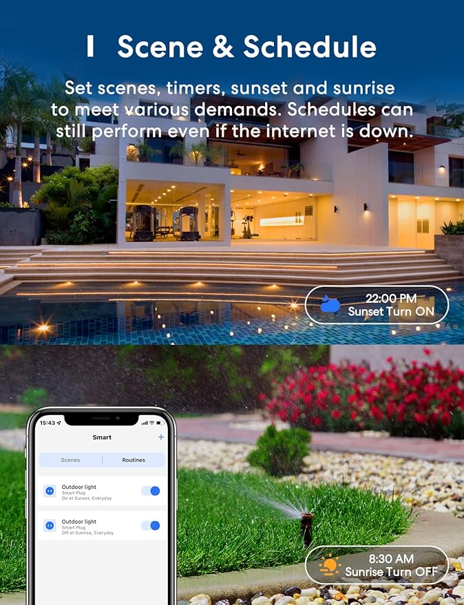 Outdoor Smart Plug, meross Outdoor Wi-Fi Outlet with 3 Independent Sockets Compatible with Apple Homekit, Alexa and SmartThings, Voice & Remote Control, Timer, 2.4 GHz only,Black