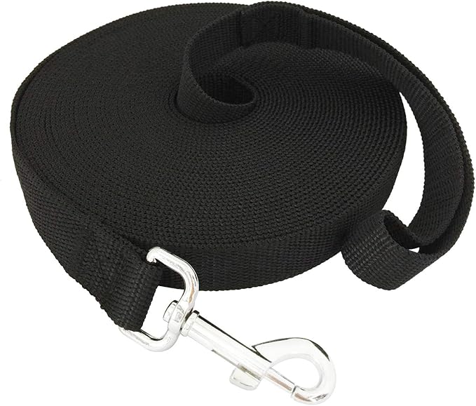 SALO Nylon Training Dog Leash for Small Medium Large Dogs, 1 Inch Wide, 20ft 30ft 40ft 50ft Long Leash Dog/Puppy Lead for Obedience Recall Training, Camping, or Backyard (40 Foot, Black)