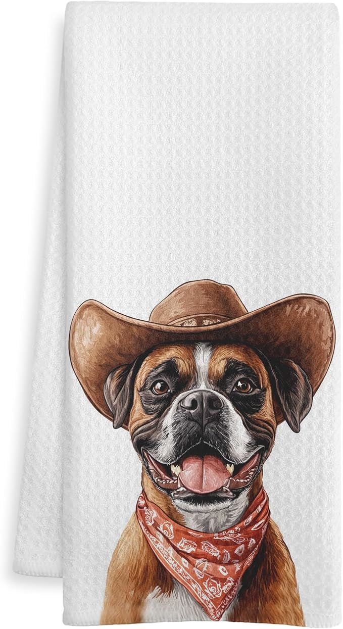 Funny Boxer Gifts Kitchen Towels, Boxer Gifts for Women Dish Tea Towel for Kitchen Decor, Boxers Gifts Hand Towels for Bathroom Decor, 16X24 Inch