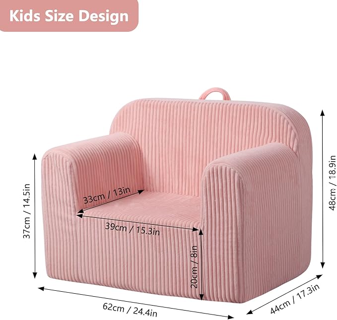 Getifun Foam Kids Sofa, Kids Armchair with Carrying Handle, Comfy Toddler Sofa Couch,Soft Toddler Armchair for Boys and Girls (Pink)