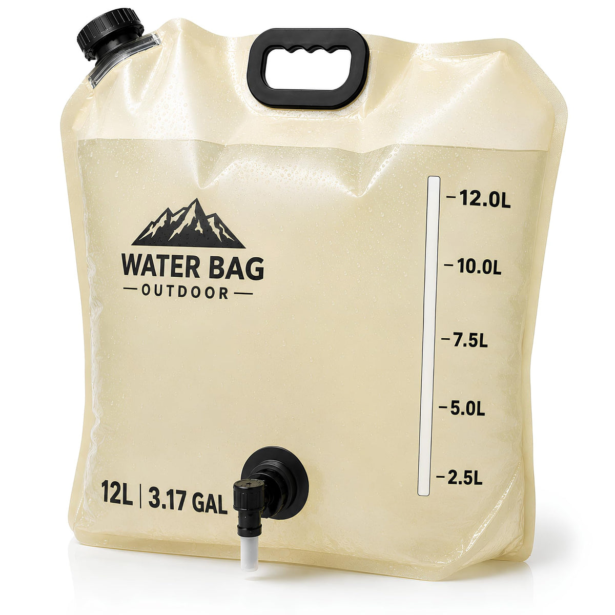 CoreMuse 3.17 Gallon/12L Collapsible Water Container with Spigot, Foldable Water Storage Bag for Camping, RV, Emergency Preparedness & Outdoor Cooking