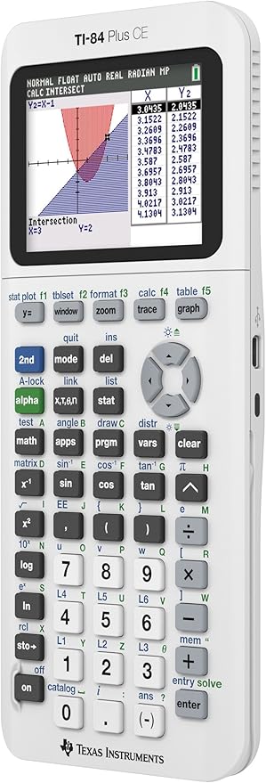 TI-84 Plus CE Color Graphing Calculator, White (Renewed)