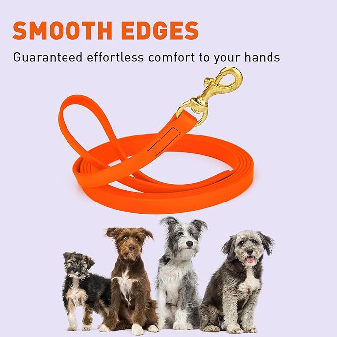 Viper Biothane Working Tracking Lead Leash Long Line for Dogs 2 Colors and 6 Sizes, 3/4" x 15ft, Hunter Orange