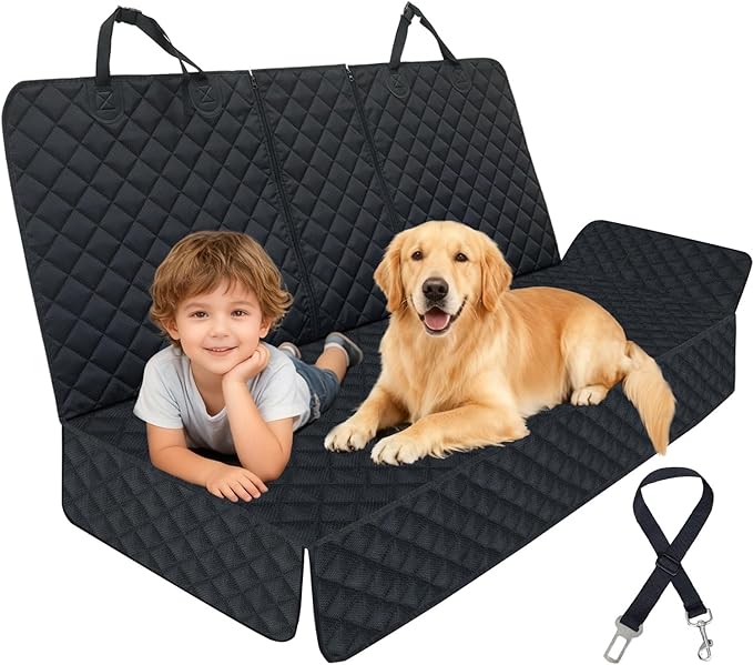 Dog Car Seat Cover for Back Seat Pet Cover for Dogs, Waterproof Nonslip Car Seat Covers Protector Scratchproof Pet Bench Seat Covers for Cars, Truck, SUV