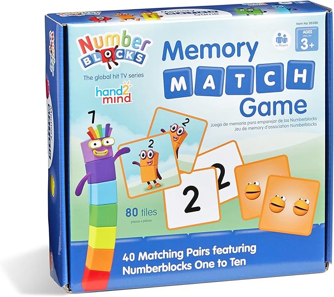 hand2mind Numberblocks Memory Match Game, Matching Card Game, Numbers for Toddlers, Kindergarten Math Toys, Counting Toys, Preschool Learning Activities, Kids Birthday Gift, Easter Basket Stuffers