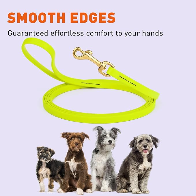 Viper Biothane K9 Working Dog Leash Waterproof Lead for Tracking Training Schutzhund Odor-Proof Long Line with Solid Brass Snap for Puppy Medium and Large Dogs, 20ft Safety Yellow